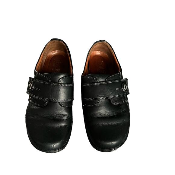 Hotter  Black Sugar Leather Loafers Flats Size 7 EEE Hook and Loop Strap - Picture 3 of 7